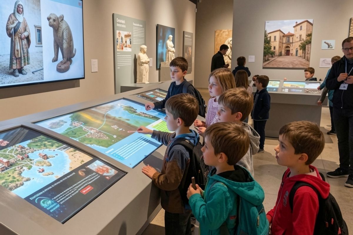 Bambini che esplorano il museo interattivo di Oristano